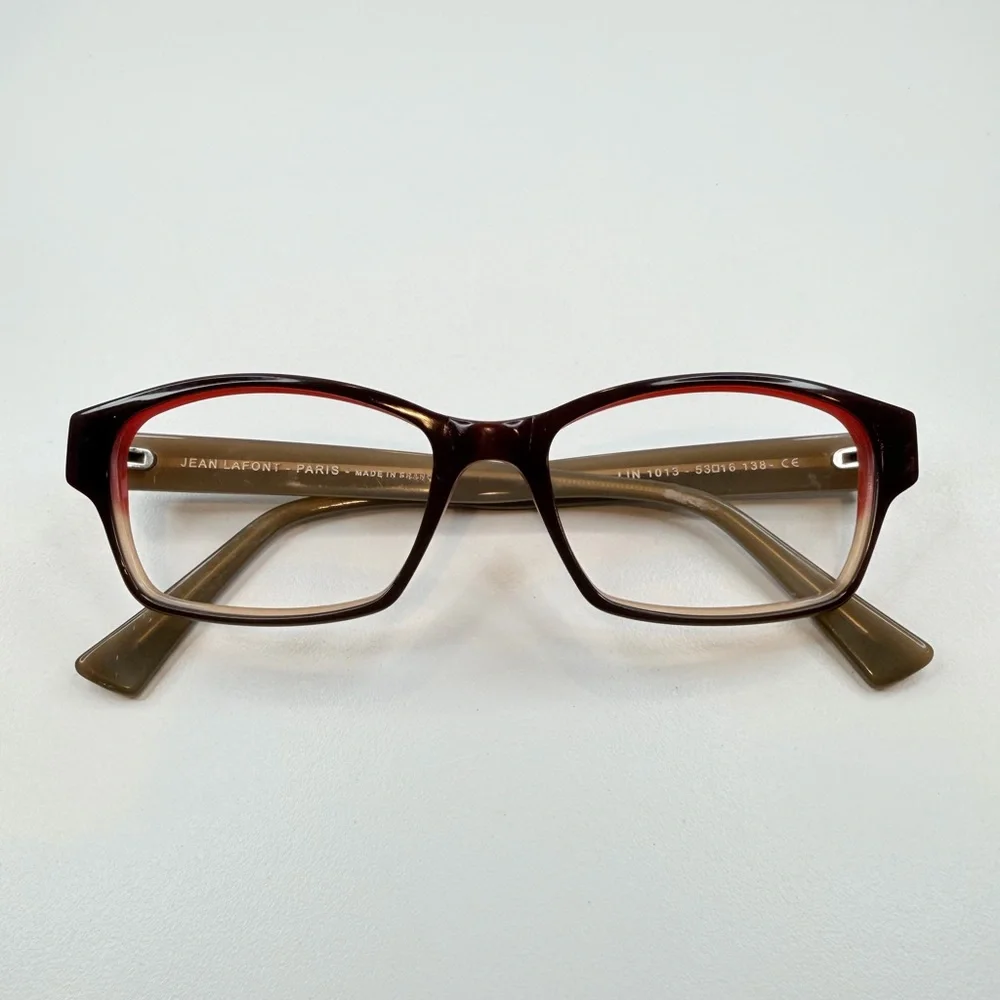 Jean Lafont Paris Red Brown‎ LIN 1013 53•16•138 Rectangle Eyeglasses FRAMES ONLY